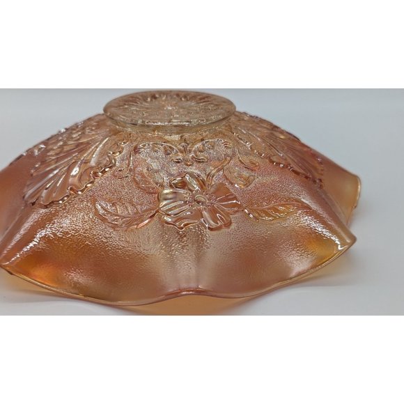 Northwood Grape Leaves Blossoms and Palms back pattern carnival glass dish light - Picture 11 of 16